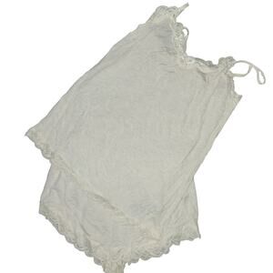 Oysho Light Beige Grey Camisole And Shorts Pajama Set Size Sm